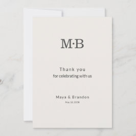Tarjeta De Agradecimiento Minimal Modern Elopement Wedding Thank You Card