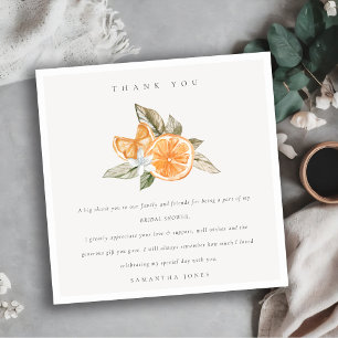Tarjeta De Agradecimiento Minimal Naranja Cítrica Botánica Boho Despedida de