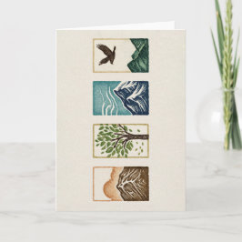 Tarjeta De Agradecimiento Minimal Nature Set – Mountain & Tree Art