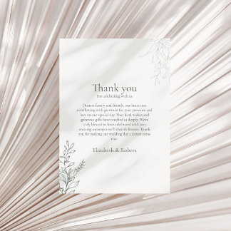 Tarjeta De Agradecimiento Minimal Sage Green Botanical Thank You Card