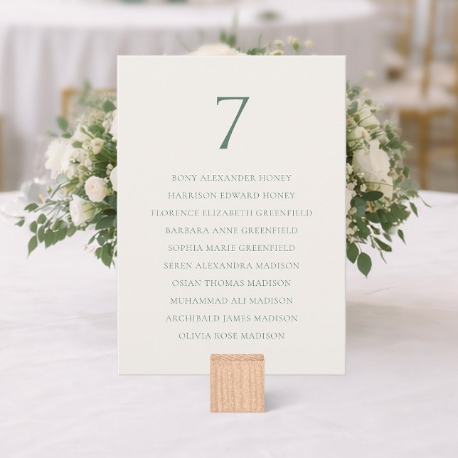 Tarjeta De Agradecimiento Minimal Sage Green Wedding Seating Chart (Subido por el creador)