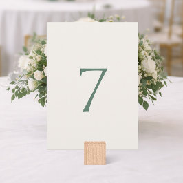 Tarjeta De Agradecimiento Minimal Sage Green Wedding Table Number Card