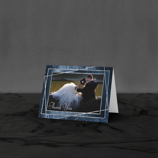 Tarjeta De Agradecimiento Minimalismo brillante | Foto de espuma azul oscuro (Subido por el creador)