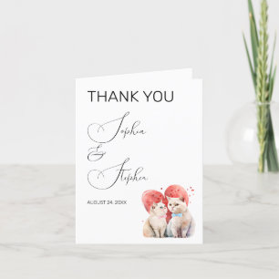 Tarjeta De Agradecimiento Minimalismo con un Boda de gatos
