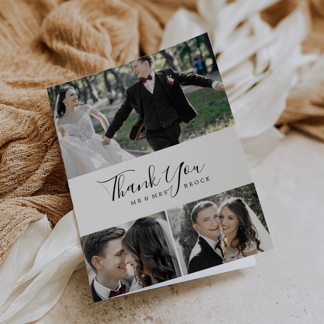 Tarjeta De Agradecimiento Minimalist 3 Photo Collage Thank You Card (Subido por el creador)