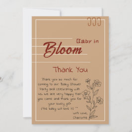 Tarjeta De Agradecimiento Minimalist Baby In Bloom Wildflower Baby Shower