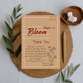 Tarjeta De Agradecimiento Minimalist Baby In Bloom Wildflower Baby Shower