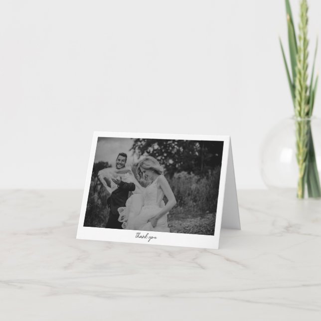 Tarjeta De Agradecimiento Minimalist Black White Photo Custom Message (Anverso)