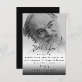 Tarjeta De Agradecimiento Minimalist Black & White Photo Funeral Sympathy 