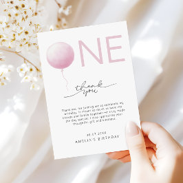 Tarjeta De Agradecimiento Minimalist Blush Pink Girls 1st Birthday