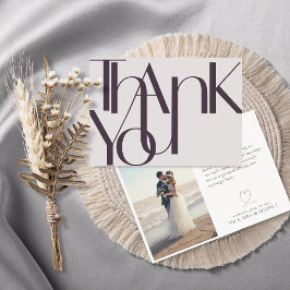 Tarjeta De Agradecimiento Minimalist Bold Photo Eggplant Thank You Card
