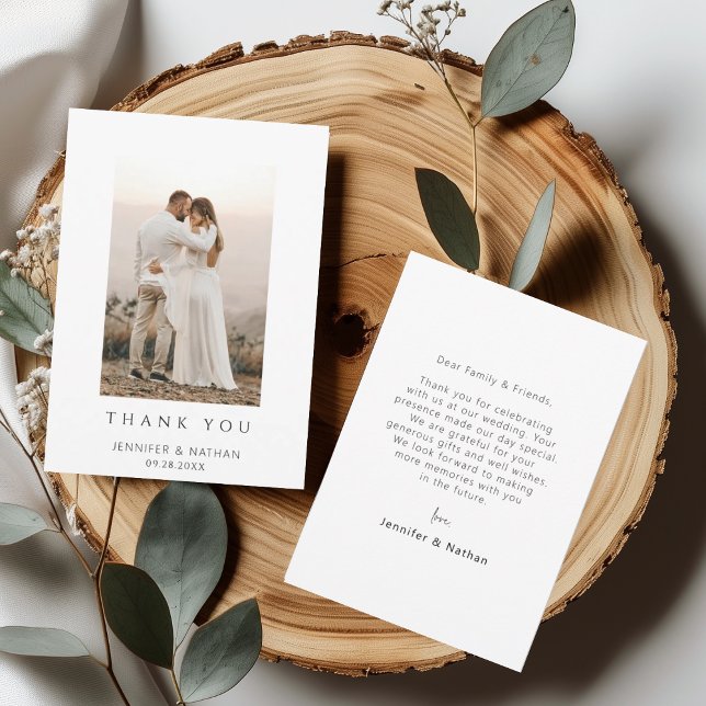Tarjeta De Agradecimiento Minimalist Chic Wedding Photo Thank You Card (Subido por el creador)