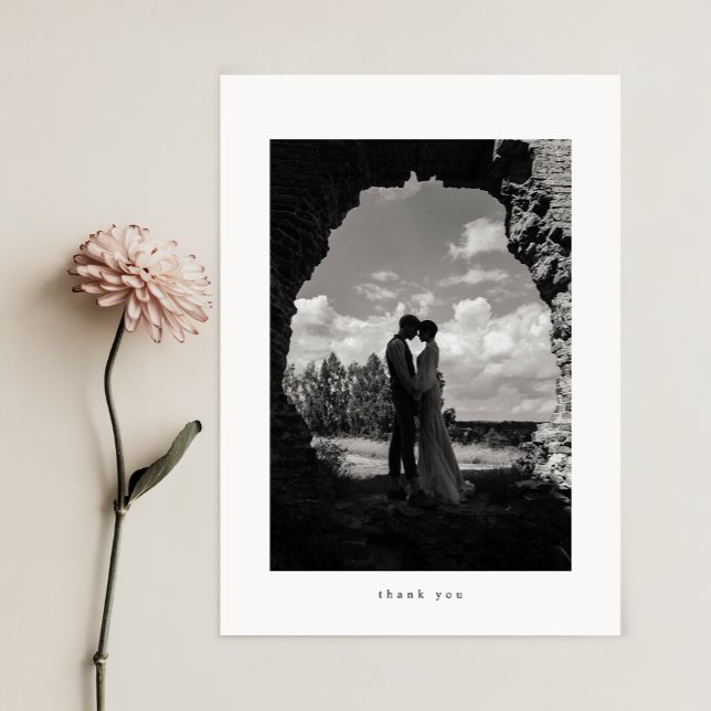 Tarjeta De Agradecimiento Minimalist Classic Formal Wedding Photo (Subido por el creador)