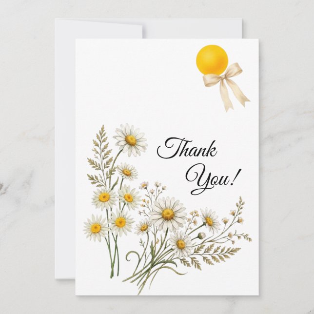 Tarjeta De Agradecimiento Minimalist Daisy Floral Thank You Note (Anverso)