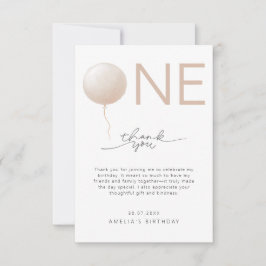 Tarjeta De Agradecimiento Minimalist Dusty Peach Modern First Birthday