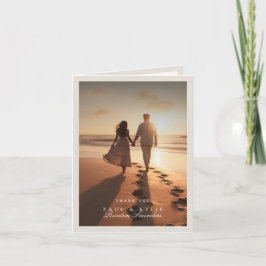 Tarjeta De Agradecimiento Minimalist Elegant Calligraphy Photo Wedding