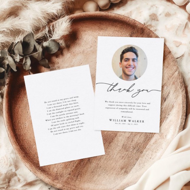 Tarjeta De Agradecimiento Minimalist Elegant Funeral Sympathy Memorial Photo (Subido por el creador)