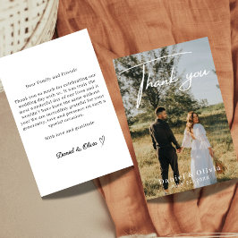 Tarjeta De Agradecimiento Minimalist Elegant Photo Wedding Thank You Note