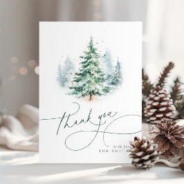 Tarjeta De Agradecimiento Minimalist Elegant Script Christmas Tree Thank You