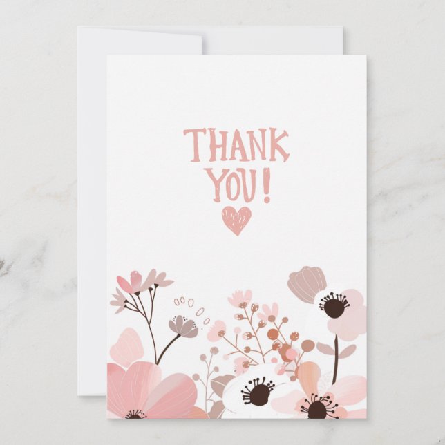Tarjeta De Agradecimiento Minimalist Floral Thank You Card (Anverso)