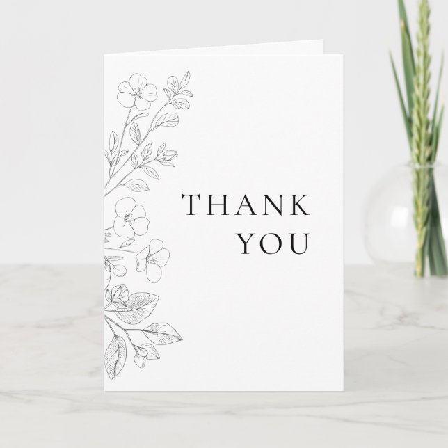 Tarjeta De Agradecimiento Minimalist Floral Wedding Thank You Card (Anverso)