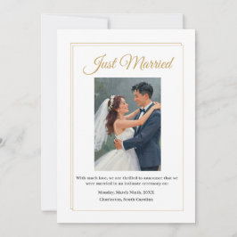 Tarjeta De Agradecimiento Minimalist Gold Border Wedding Announcement Card
