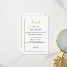 Tarjeta De Agradecimiento Minimalist Gold Border Wedding Details Insert Card
