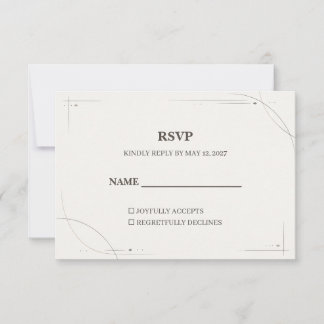Tarjeta De Agradecimiento Minimalist Gold Line Wedding RSVP Card