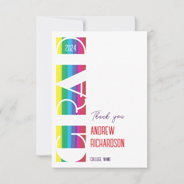 Tarjeta De Agradecimiento Minimalist graduation stripe pattern (Anverso)