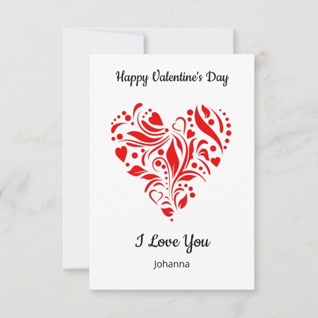 Tarjeta De Agradecimiento Minimalist Heart Valentine's Day Card – Custom (Anverso)