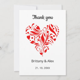 Tarjeta De Agradecimiento Minimalist Heart Wedding Thank You Card – Custom