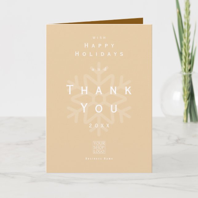 Tarjeta De Agradecimiento Minimalist Holiday Thank You Business Beige Brown (Anverso)