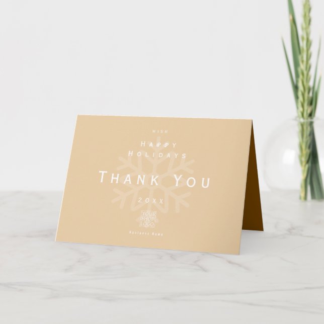 Tarjeta De Agradecimiento Minimalist Holiday Thank You Business Beige Brown (Anverso)