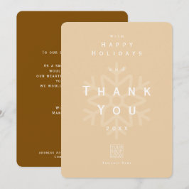 Tarjeta De Agradecimiento Minimalist Holiday Thank You Business Beige Brown