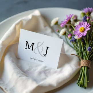 Tarjeta De Agradecimiento Minimalist Initials Couples Folded Thank You Card
