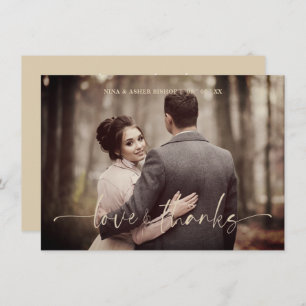 Tarjeta De Agradecimiento Minimalist Love & Thanks Whimsical Script Wedding