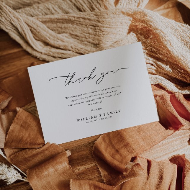 Tarjeta De Agradecimiento Minimalist Minimalist Funeral Sympathy Memorial (Subido por el creador)