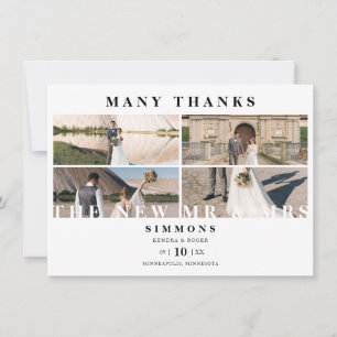 Tarjeta De Agradecimiento Minimalist Modern Trendy Collage Wedding 4 Photos