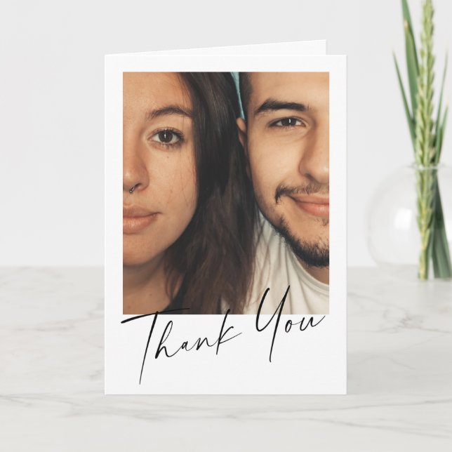 Tarjeta De Agradecimiento Minimalist Modern Wedding Photo Custom Message (Anverso)