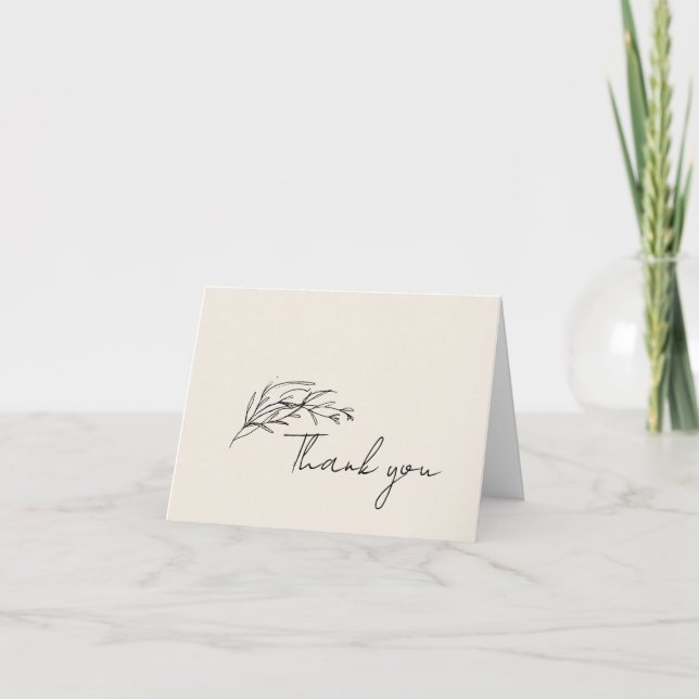 Tarjeta De Agradecimiento Minimalist Olive Branch Script Custom Thank You (Anverso)