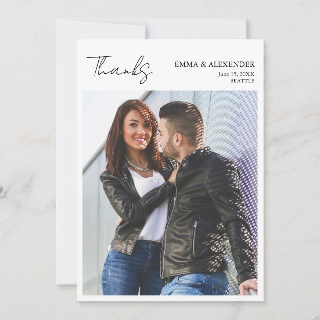 Tarjeta De Agradecimiento Minimalist Photo Wedding Thank You Card (Anverso)