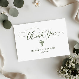 Tarjeta De Agradecimiento Minimalist Sage Green Script Simple Wedding