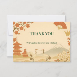 Tarjeta De Agradecimiento Minimalist Sakura Cherry Blossom Wedding Thank You