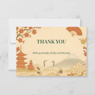 Tarjeta De Agradecimiento Minimalist Sakura Cherry Blossom Wedding Thank You