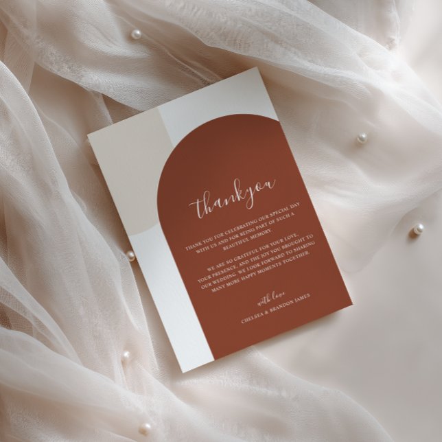 Tarjeta De Agradecimiento Minimalist Script Boho Terracotta Arch Wedding (Subido por el creador)