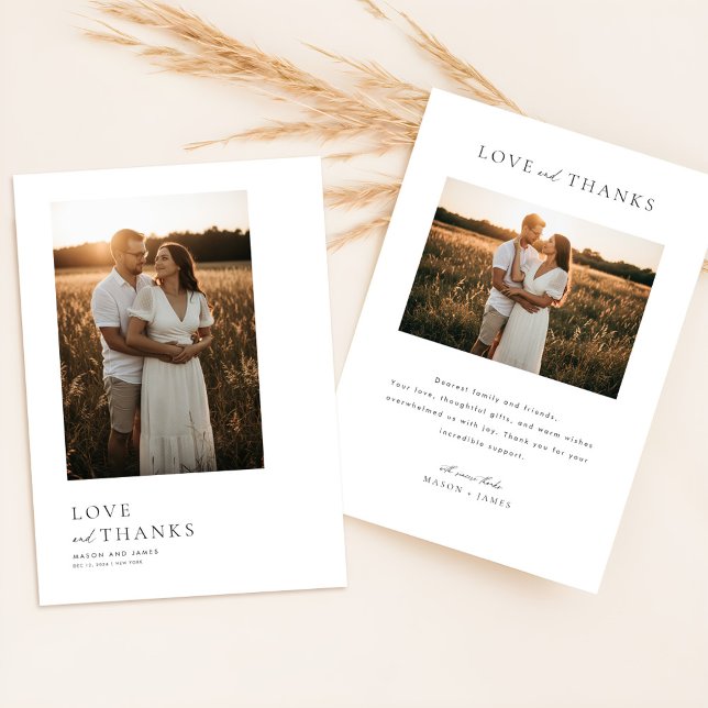 Tarjeta De Agradecimiento Minimalist Simple Script with Boho Wedding Photo  (Subido por el creador)