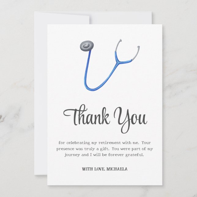 Tarjeta De Agradecimiento Minimalist Stethoscope Retirement (Anverso)