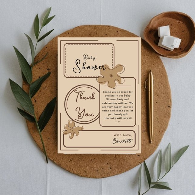 Tarjeta De Agradecimiento Minimalist Style Flower Baby Shower (Subido por el creador)