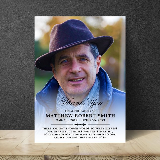 Tarjeta De Agradecimiento Minimalist Thank You Sympathy Funeral PHOTO (Subido por el creador)