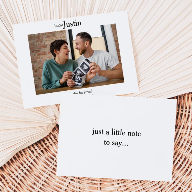 Tarjeta De Agradecimiento Minimalist Ultrasound photo Baby Announcement Card (Subido por el creador)